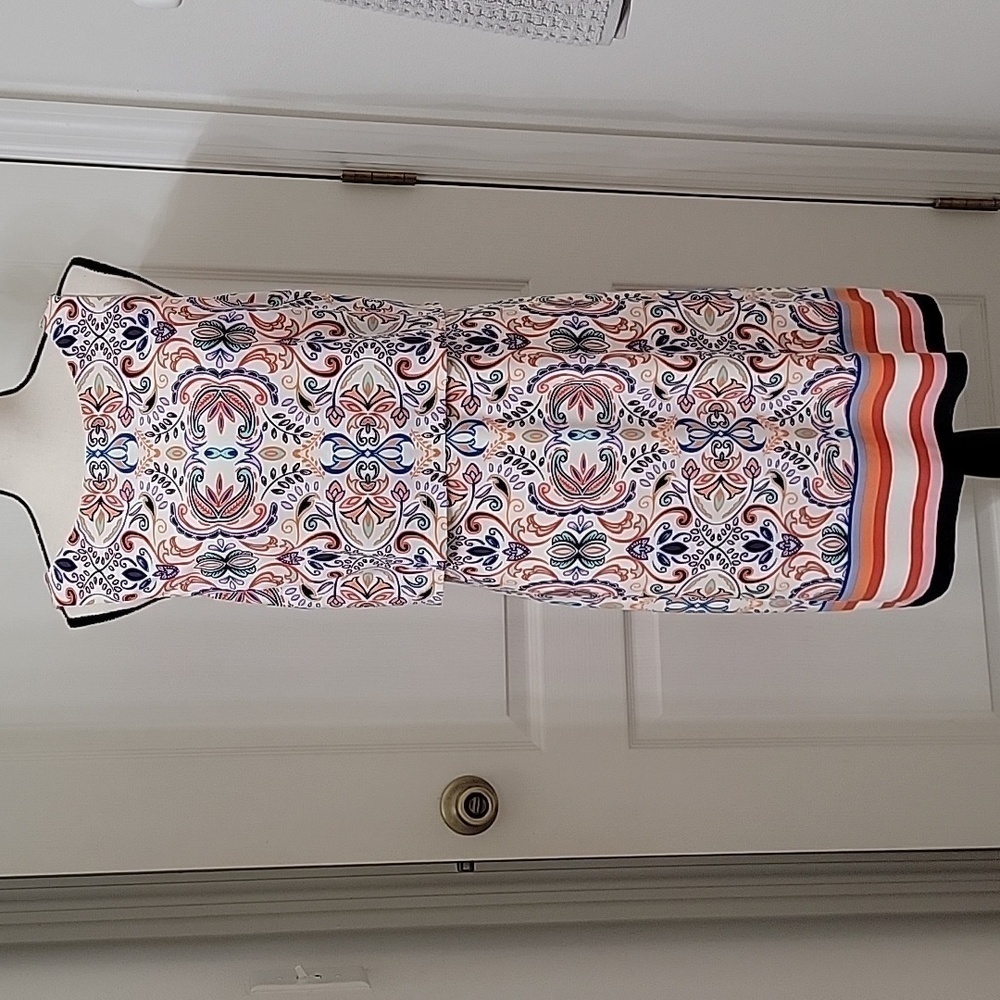 Vince Camuto Size 12 Sleeveless Layered-Look Patterned Dress Excellent Used Cond